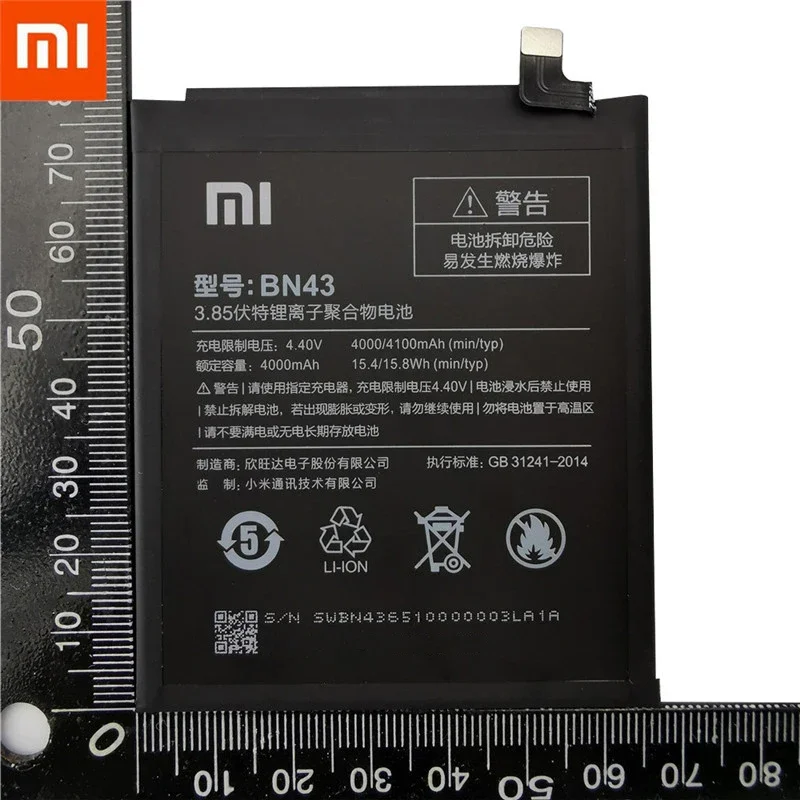 Batterie 100% originale BN43, 4000mAh pour Xiaomi Redmi Note 4X / Note 4 global Snapdragon 625, haute qualité