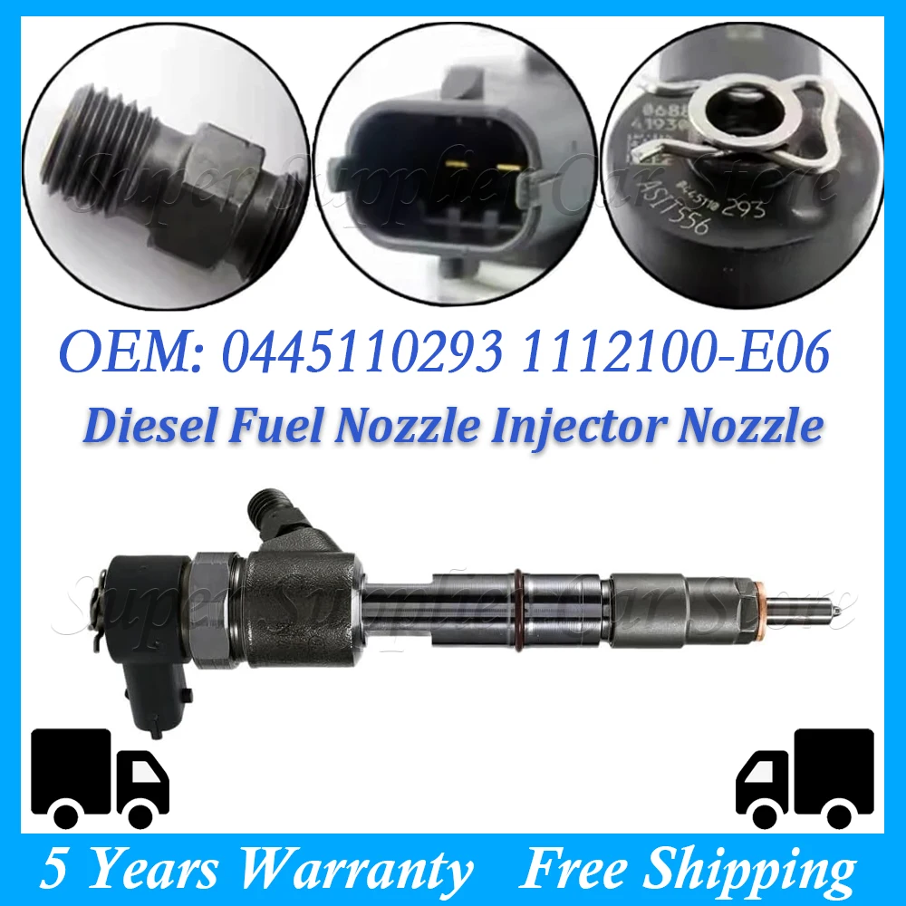 

New Car Diesel Fuel Injector Nozzle Fits For Great Wall Haval CUV 2.8D Turbo 85kw 0445110293 1112100-E06 55577668