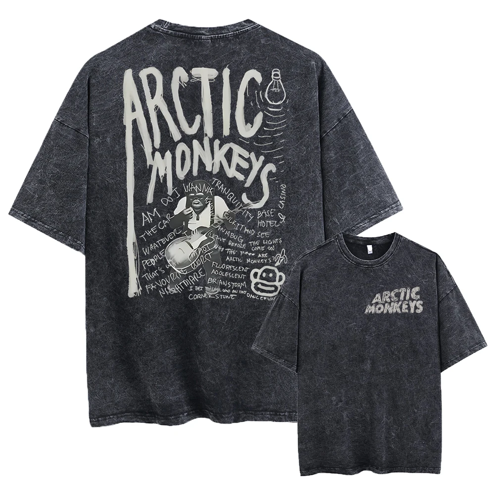 

Retro Rock Arctic Monkeys Music Album Graphic T-Shrit Men's Vintage Washed Oversized Short Sleeve T Shirt Y2k Hip Hop Streetwear