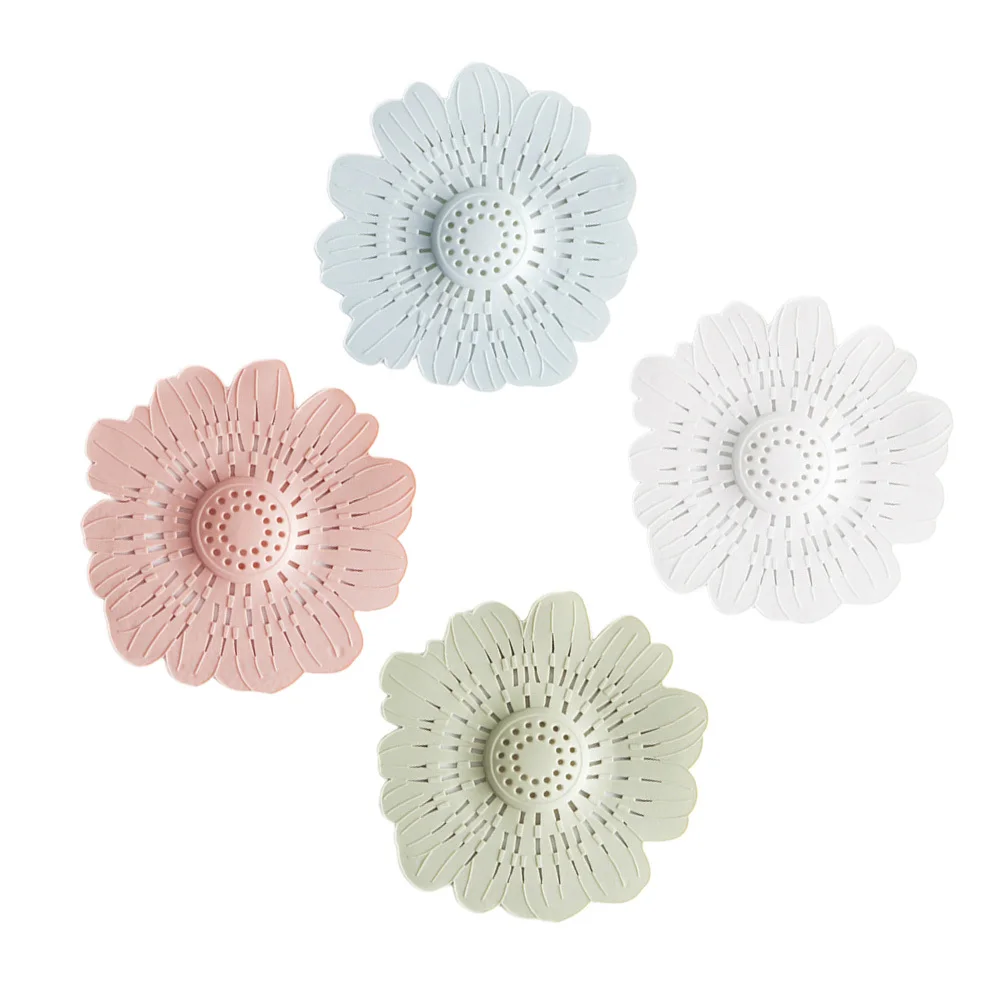

4pcs Flower Shaped Sink Strainer Cover Premium Pvc Drain Plug For Kitchen Bathroom Laundry Tub Bathtub Floor Drain Stopper