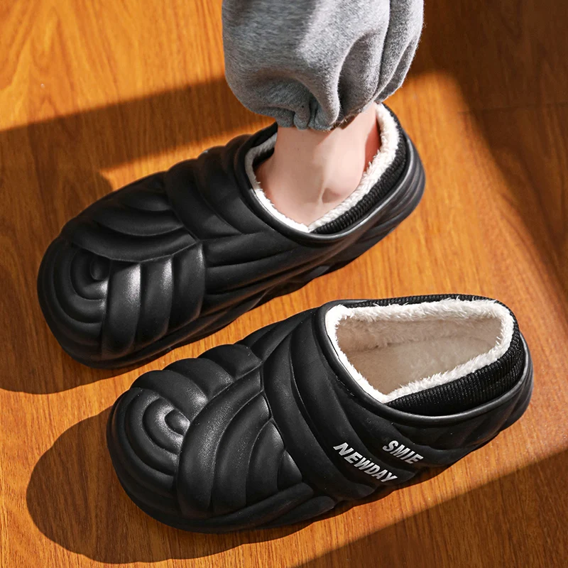 

Xinluo Winter Men's Slippers Indoor Trendy Fashion Couple Non-Slip Wear-Resistant Cotton Shoes Trendy Cotton Slippers