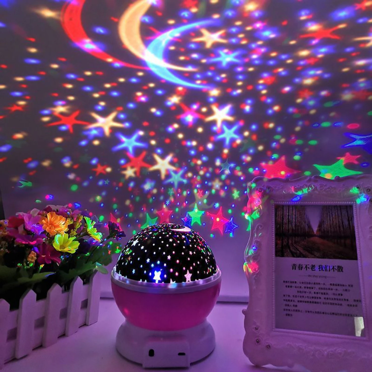 Proyector de estrellas LED mágico, luz nocturna para dormitorio de niños, lámpara giratoria y decorativa con proyección de cielo estrellado, nuevo