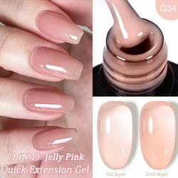 LILYCUTE Pink Nude Quick Extension Gel Nail Polish 3 In 1 Jelly Transparent Semi Permanent Soak Off Nail Art Construction Gel