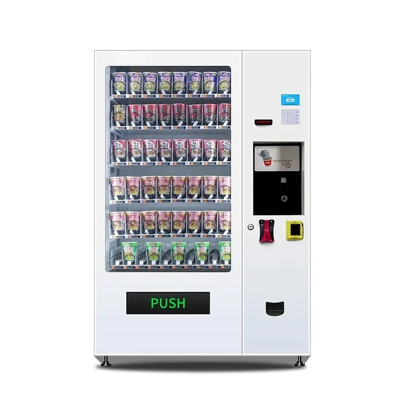 Hot salesVending Machine 21.5 Inch Touch Screen Cash Coin And Card Reader Cup Noodle Vending Machine With Hot Water Fast Food