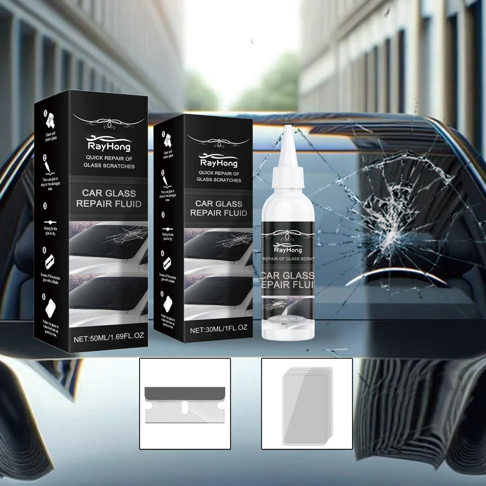 Car Windshield Crack Repair Kit Scratch Fix Enhance Glass Impact Resistance Restore Integrity UV Curing Car Window Repair Fluid