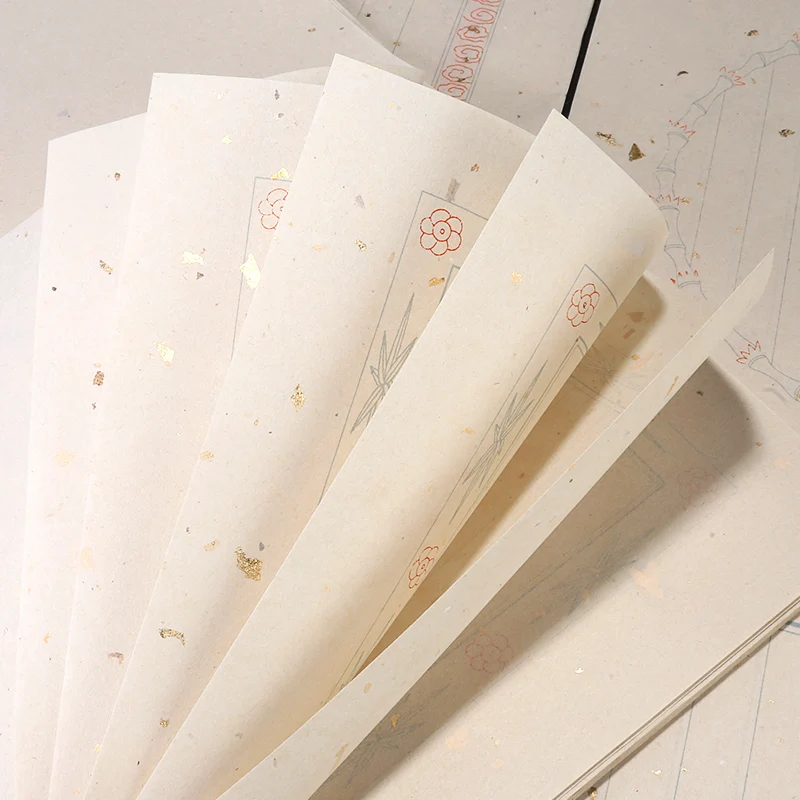 Retro Half Ripe Xuan Paper Calligraphy Letterhead Tradtional Chinese Rice Paper Brush Pen Small Rgular Sript Calligraphy Papier