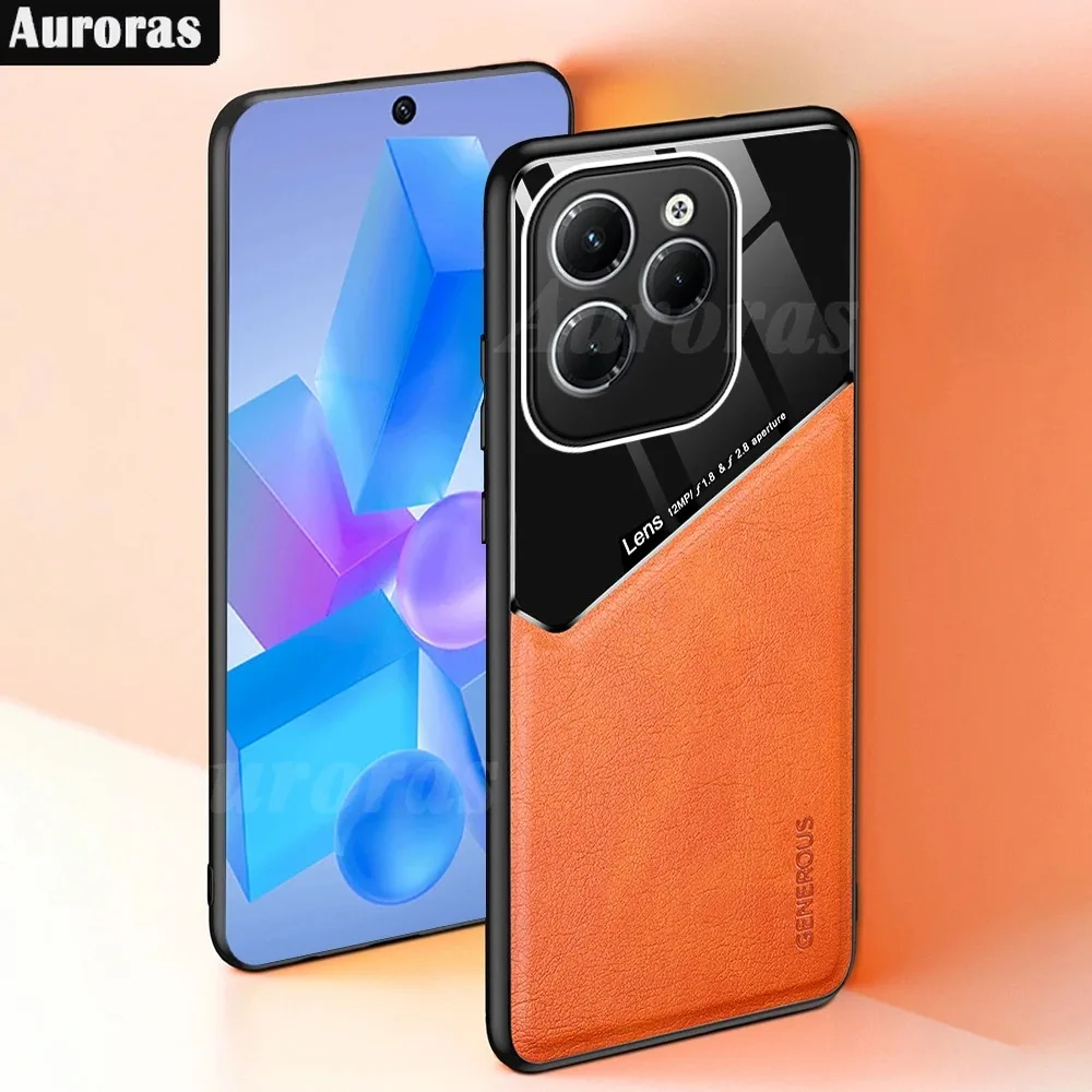 Auroras For infinix hot 40 Pro Case Magnetic Sunction Plate Leather Shell For infinix Hot 40 Pro Free Fire Plexiglass Back Cover