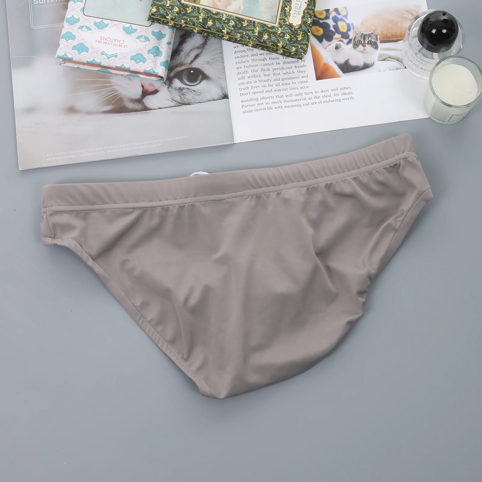 Herren-Slips mit niedriger Taille, Bikini-Unterwäsche mit Kordelzug, sexy Unterwäsche, weiche U-förmige Unterhose, lässiger Slip, klassisch für den Alltag – Detail 7