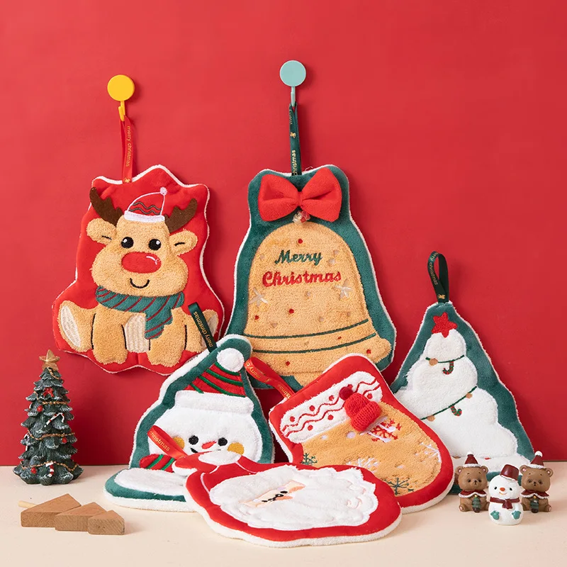 

Милые рождественские подарки, полотенце, коралловое бархатное полотенце для рук, снеговик, подвесная впитывающая салфетка для ванной комнаты, мягкое рождественское полотенце для рук