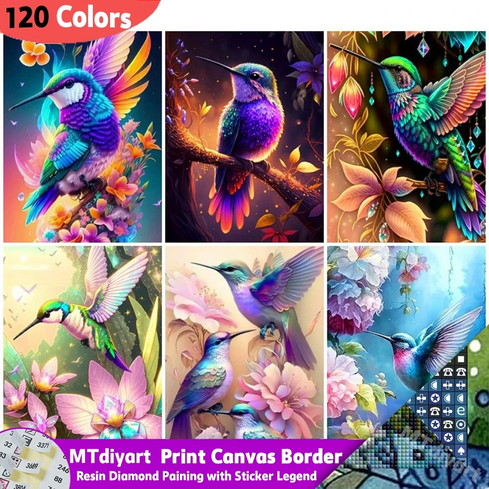 5D-Diamantgemälde zum Selbermachen, Kunstharz, 120 Farben, Aufkleber, Legende, Mosaik, summender Vogel, Blumenstickerei, Tier, handgefertigte Wanddekoration