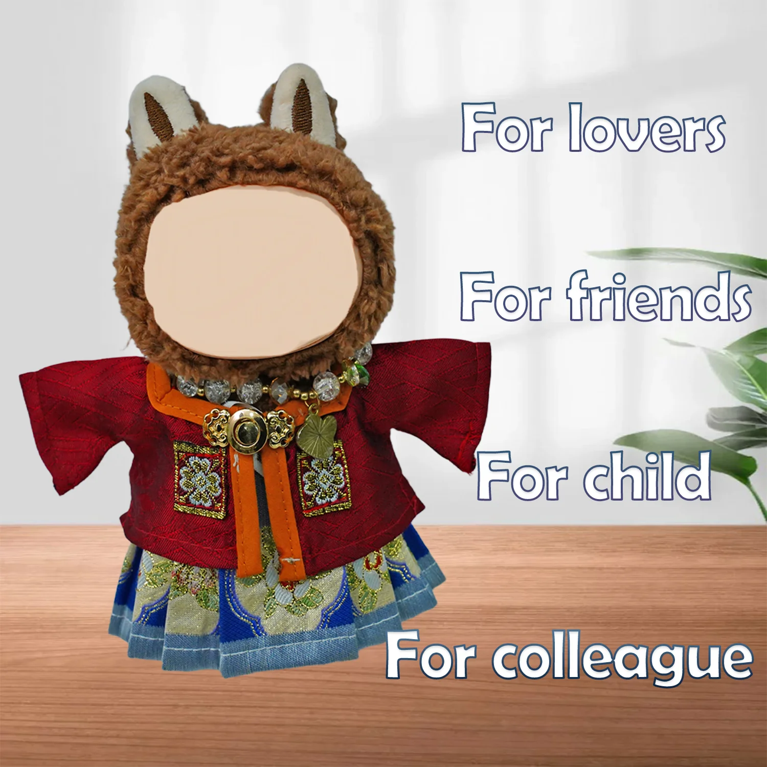 17 cm Ming Hanfu four-piece square collar is made of Rabu doll clothing accessories with brocade horse face skirt (no doll).