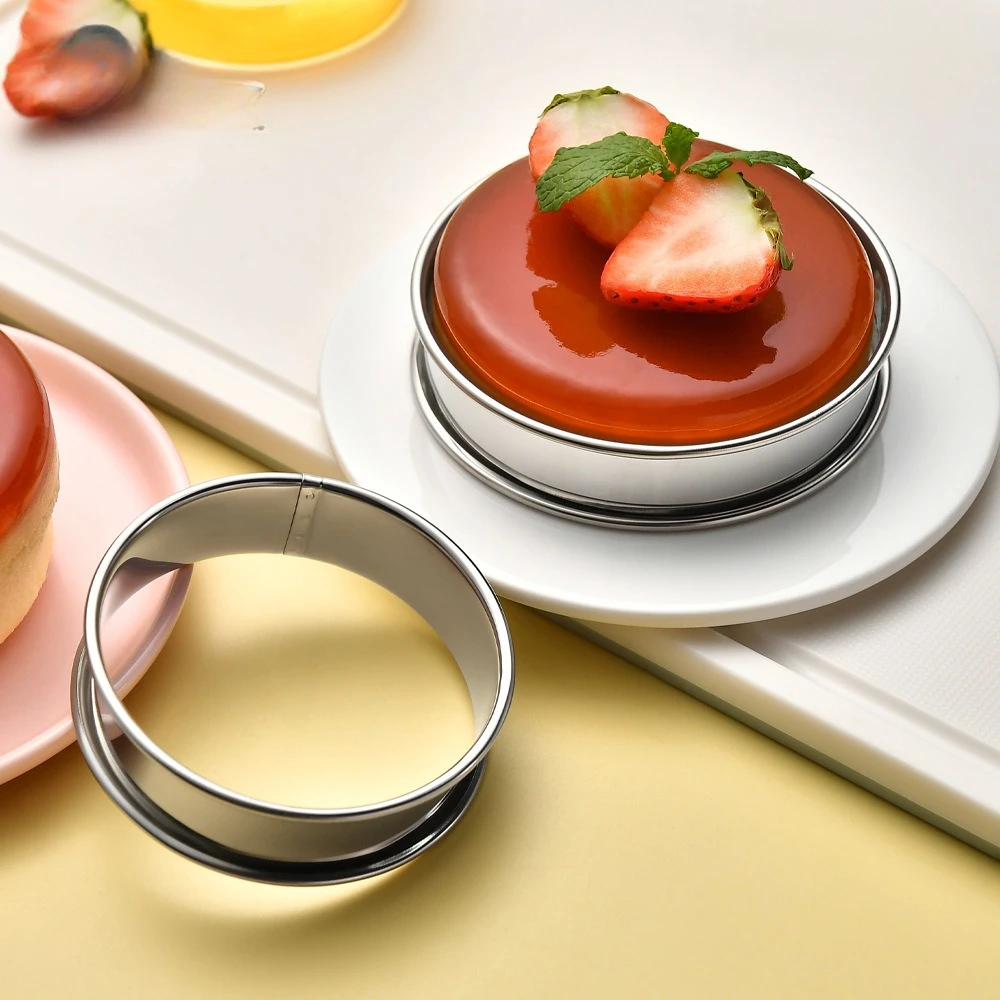 Stainless steel muffin mold Mu Si circle cake mold tower cake circle rice cake circle double-edged cake mold baking tool