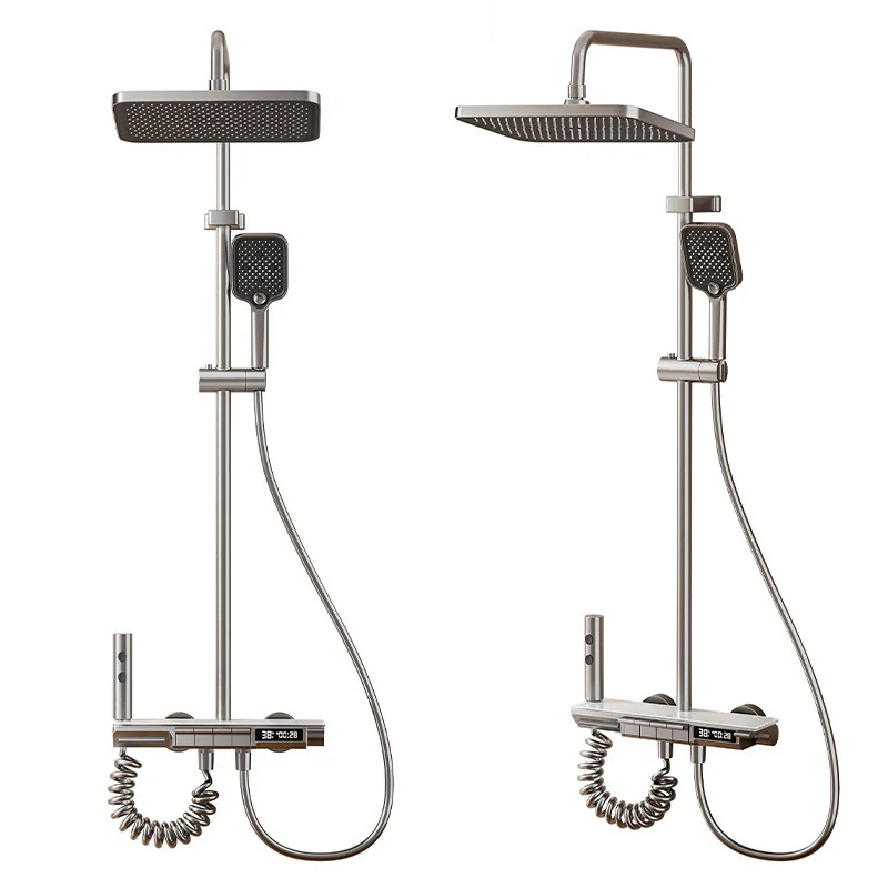 

New piano shower shower set, lighting digital display, bathroom shower pressurization