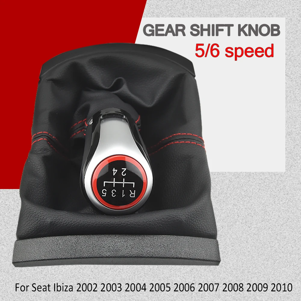

For Seat Ibiza 2002-2010 5 Speed Gear Shift Knob with PU Leather Boot Car Styling Gearstick Modification