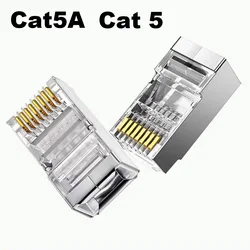 10/100PCS Metel RJ45 RJ11 Cat5 Cat5e shielded 8Pin 8P8C modular crystal head network cable plug gold-plated 1000M Modem Router