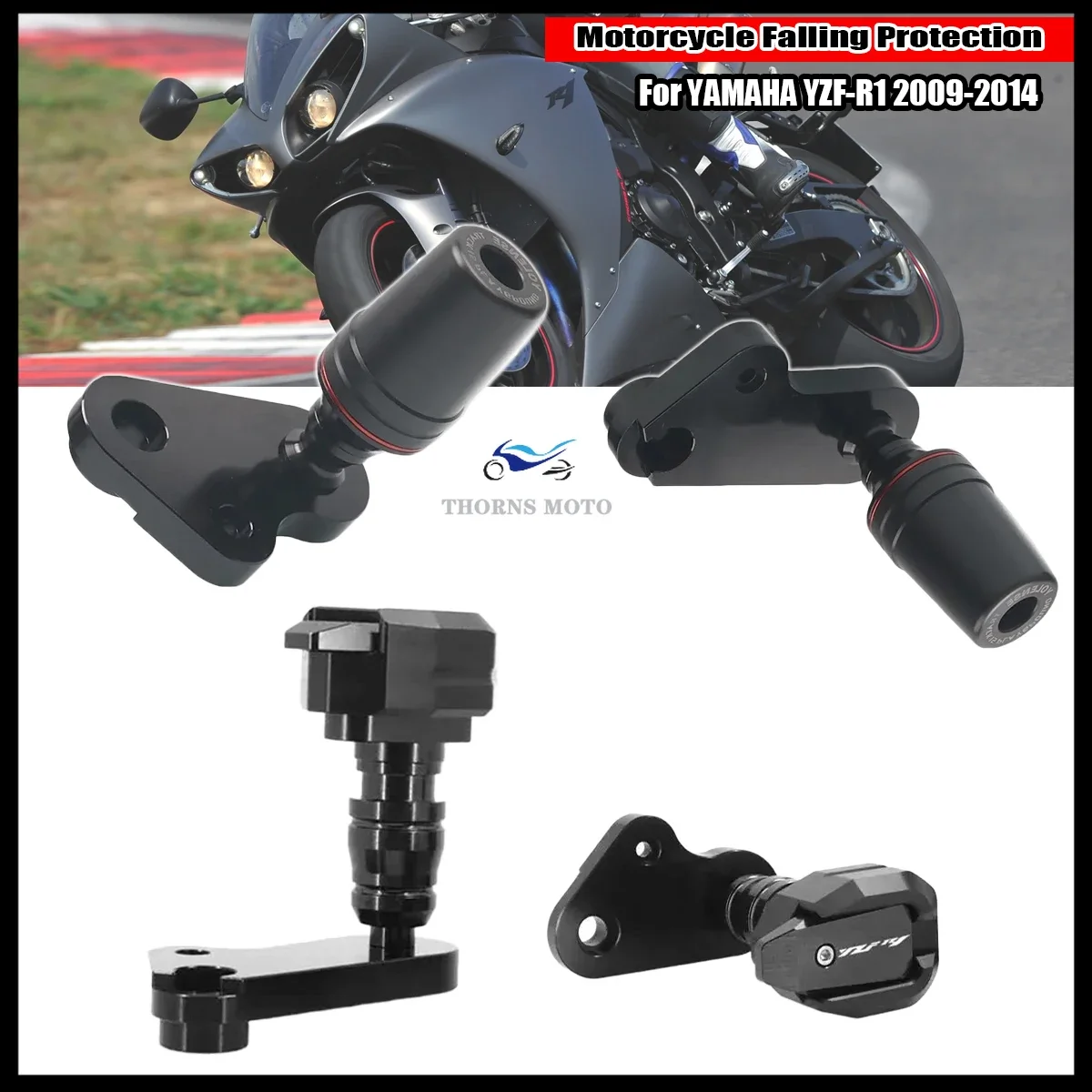

Для YAMAHA YZF-R1 YZFR1 YZF R1 2009 2010 2011 2012 2013 2014 Мотоцикл Слайдеры рамы с ЧПУ Защита от столкновений Защита от падения