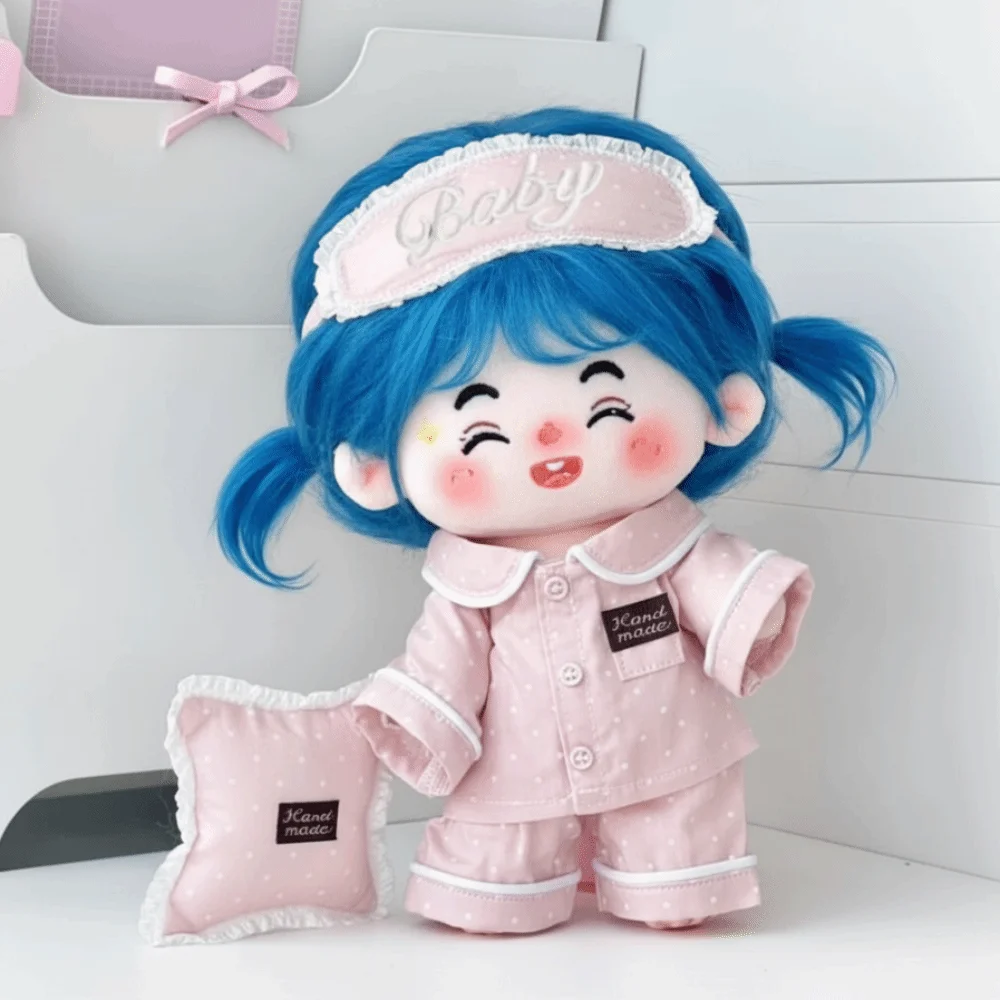 1 مجموعة منامة 20 سنتيمتر ملابس دمى القطن قناع عين الزي ملابس دمية القطن مع وسادة موضة ملابس دمى أفخم #4