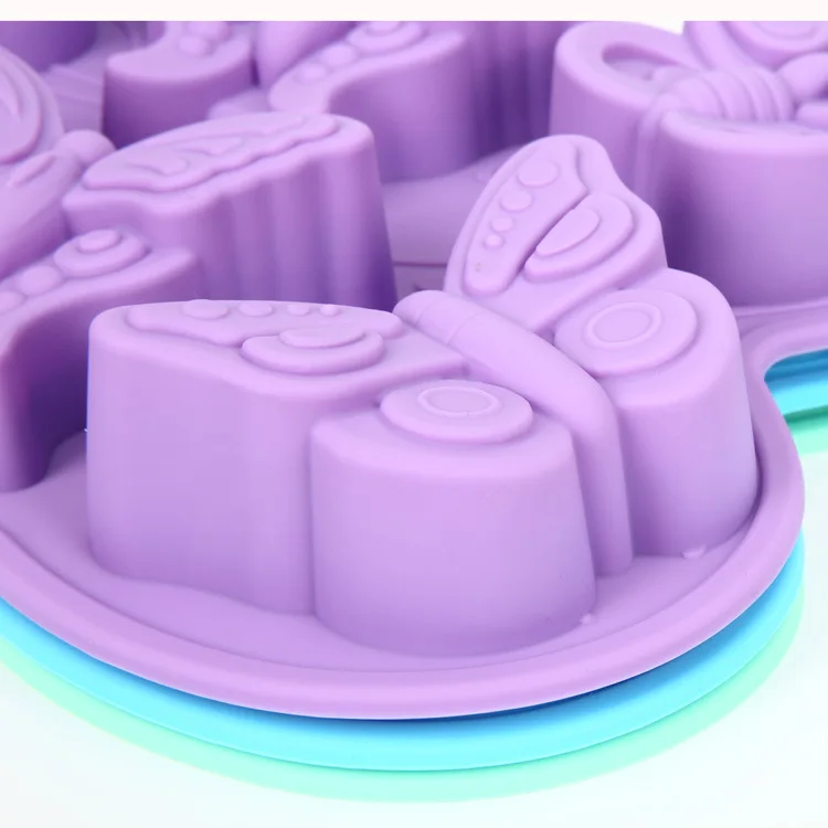 6 fori 3D insetto farfalla Silicone torta stampo da forno Cupcake Pan cioccolato Dessert sapone stampi Muffin tazze sapone fai da te forma