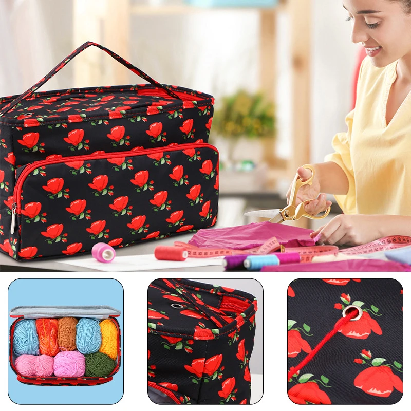 Crochet Bag With 3 Eyelets Yarn Storage Organizer Knitting Bag Yarn Bag Yarn Holder Crochet Accessories For Knitting Needle