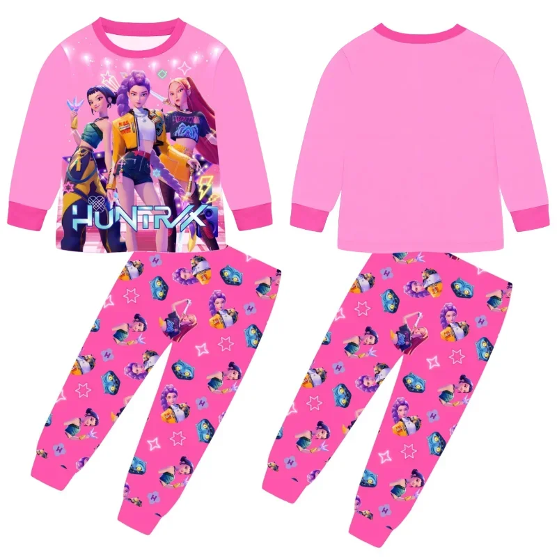 2 pièces film k-pops démons chasseurs Kawaii pyjamas ensemble fille Cosplay vêtements de nuit Anime à manches longues hauts + pantalons Fans Halloween cadeau