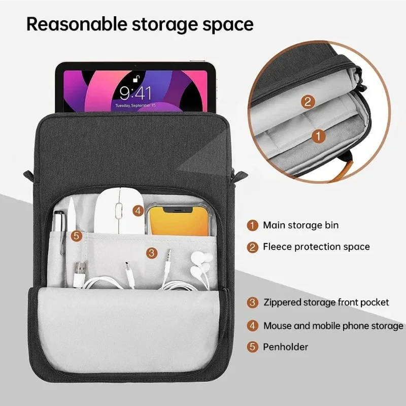 For Xiaomi Pad 6S Pro 5 Pro 12.4 6/5 Pro 11 Inch Shockproof Sleeve Pouch For Redmi Pad SE 11 Handle Carrying Case Shoulder Strap