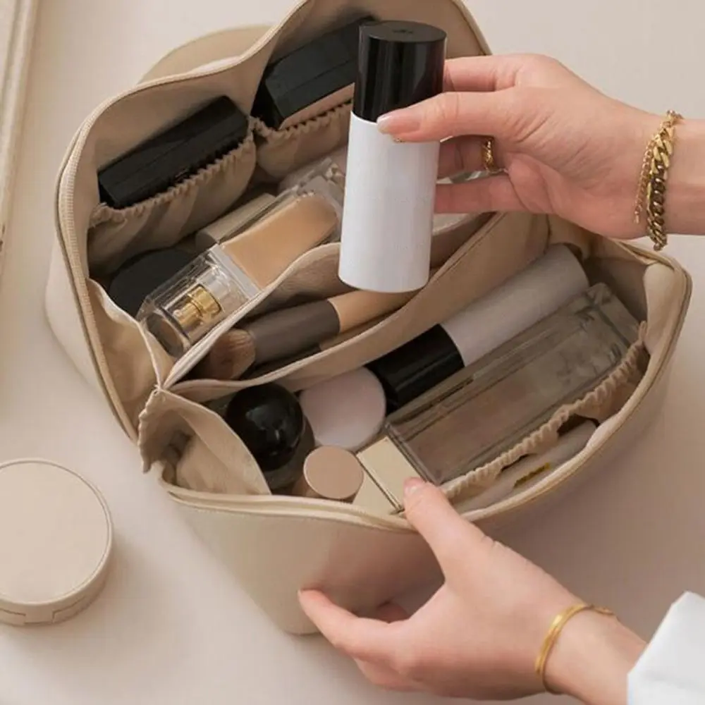 

Портативная косметичка большой вместимости — органайзер для путешествий с отделениями для кистей и разделителями для беспорядков и ежедневного использования