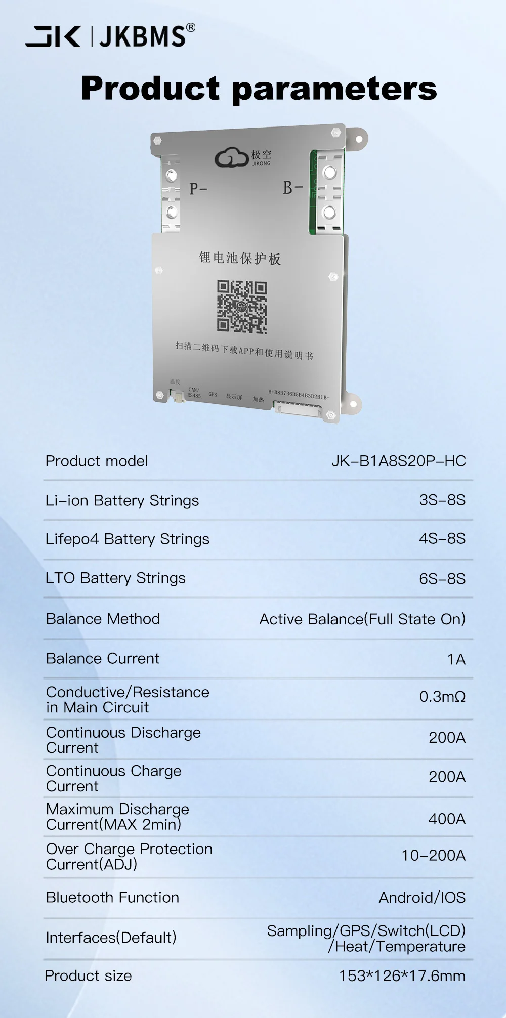 JKBMS JIKONG SMART BMS 4S 5S 6S 7S 8S 12V 24V BATTERIE MIT 1A AKTIVER BALANCE WÄRMEFUNKTION IM ANGEBOT – Detail 3