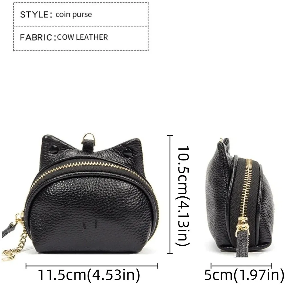 Fashion Zipper Genuine Leather Coin Purse Cash Storage Keychain Change Bag Card Bag Multi-Functional Cute Coin Wallet Female