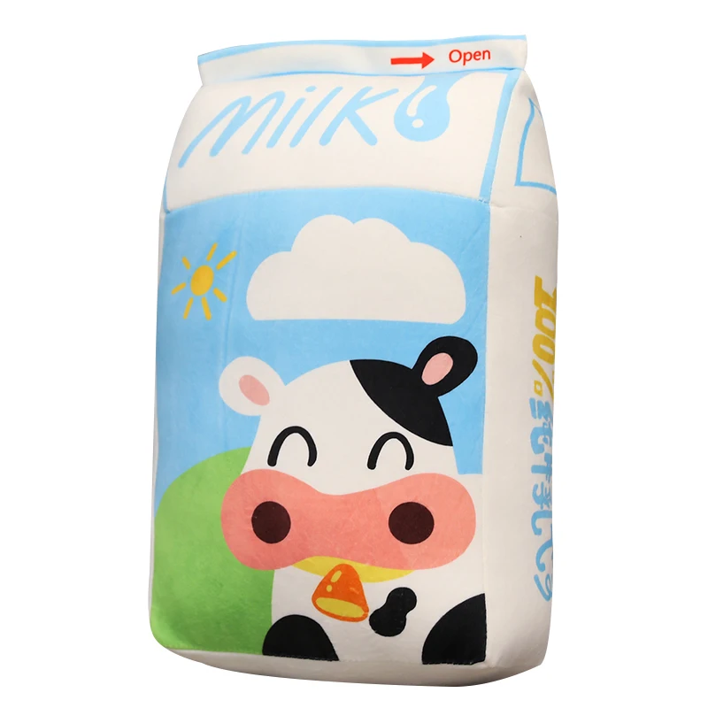 

25/35/40cm Cartoon Milk Plush Pillow Cushion Anime Stuffed Food Plushies Simulation Pure Milk Soft Kids Toys Kawaii Room Decor