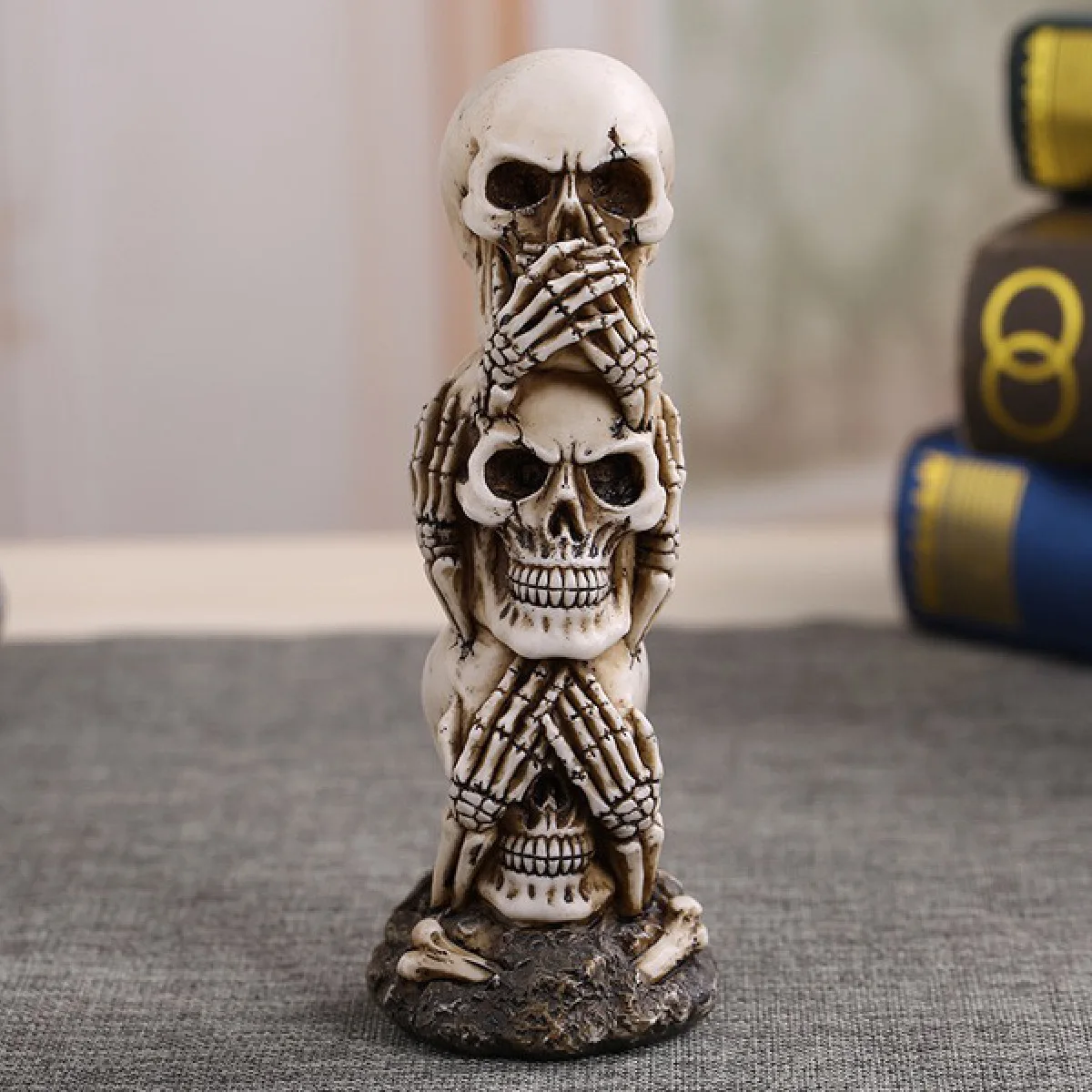 

Creative 3 Do Not Skull Statue Resin Stacked Skull Tower Decoration Skeleton Skull Figurine Home Decor Halloween Party Ornament