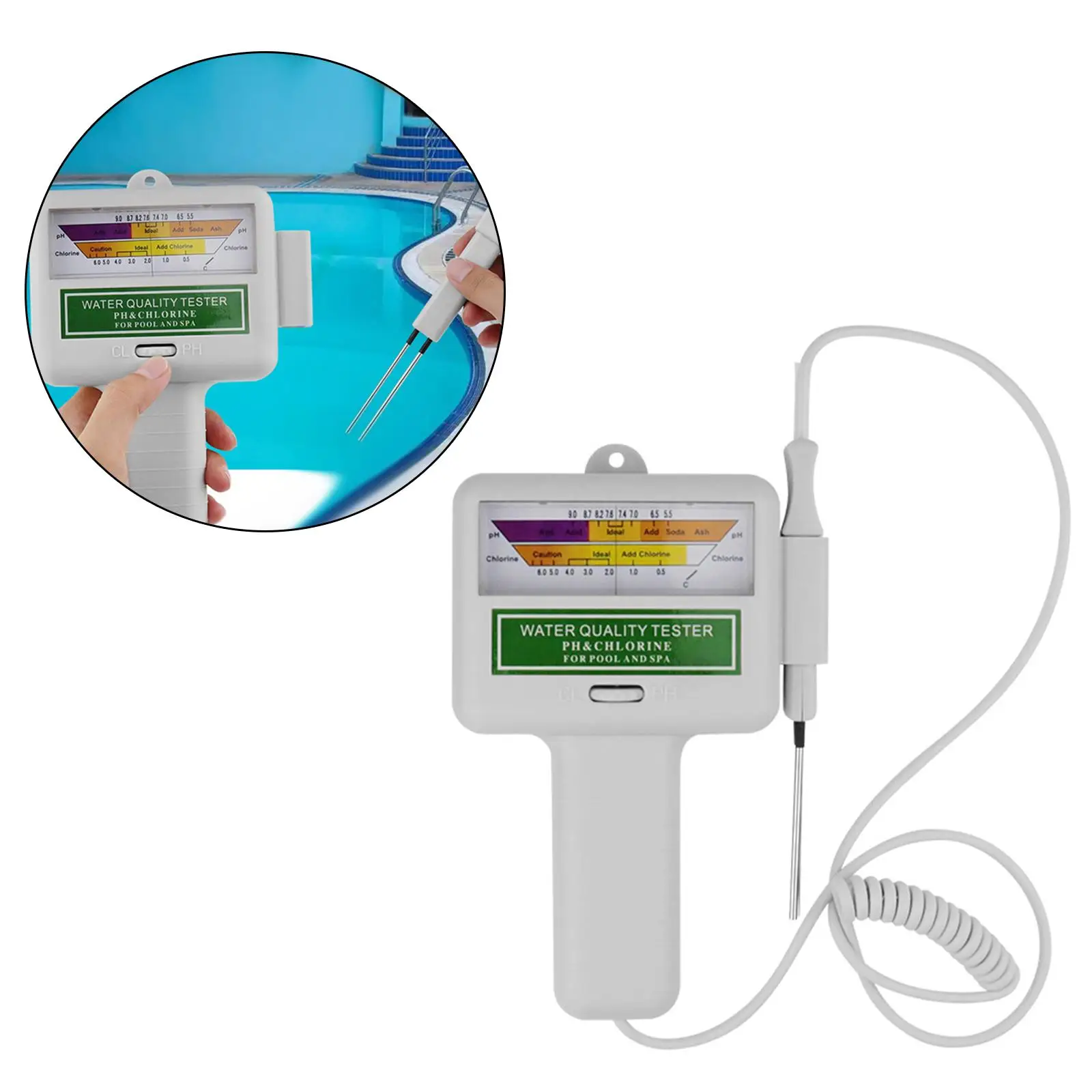 Swimming Pool Water Quality Tester Portable Lightweight Digital Display PH CL2 Tester for Aquarium SPA Aquaculture Swimming Pool