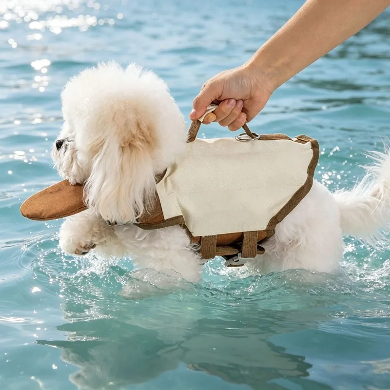 Dog Life Jacket with Rescue Handle High Buoyancy Pet Swimming Vest with Chin Support Portable Adjustable Puppy Water Safety Vest view 2