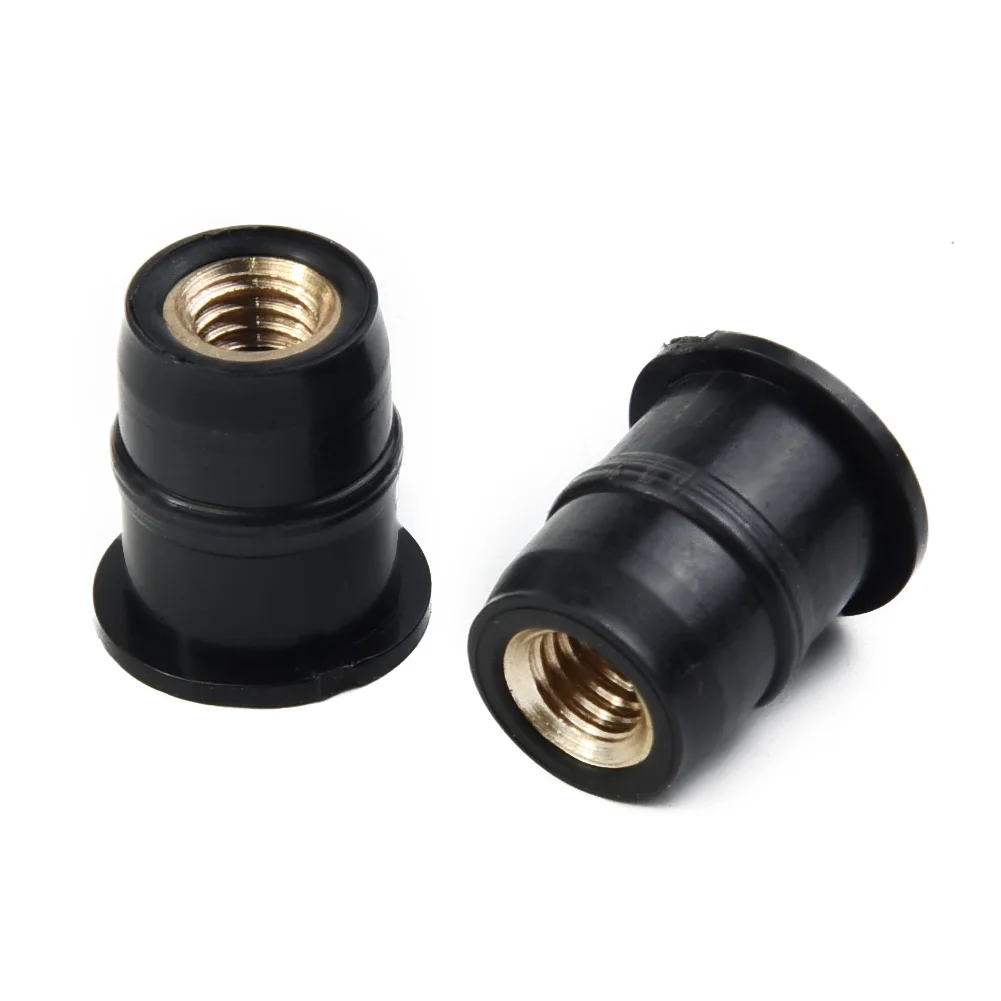 Pack of 10 M5 Rubber Nuts for Motorcycle Windshield Mounting with Brass Core to Reduce Vibration and Secure Panels