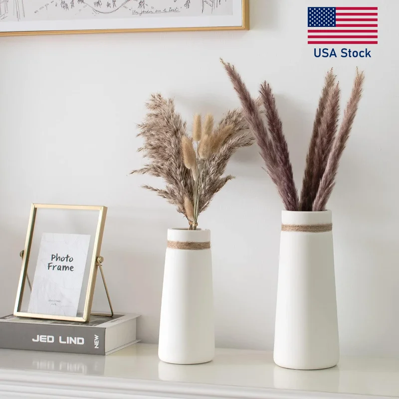 Flower Vases  Home Decor Decor White Grass Modern Minimalist Vase for Living Room Bedroom Kitchen Entryway and Table Decor