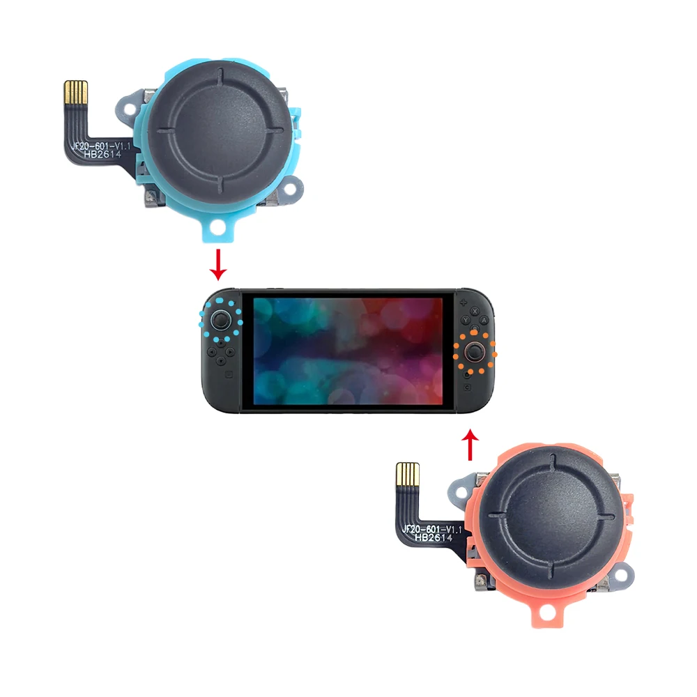Fotografia 4: Joystick TMR Azul Laranja para Nintendo Switch 2, Peça de Substituição para Joycon 2 Esquerdo e Direito, Thumbstick Analógico 3D