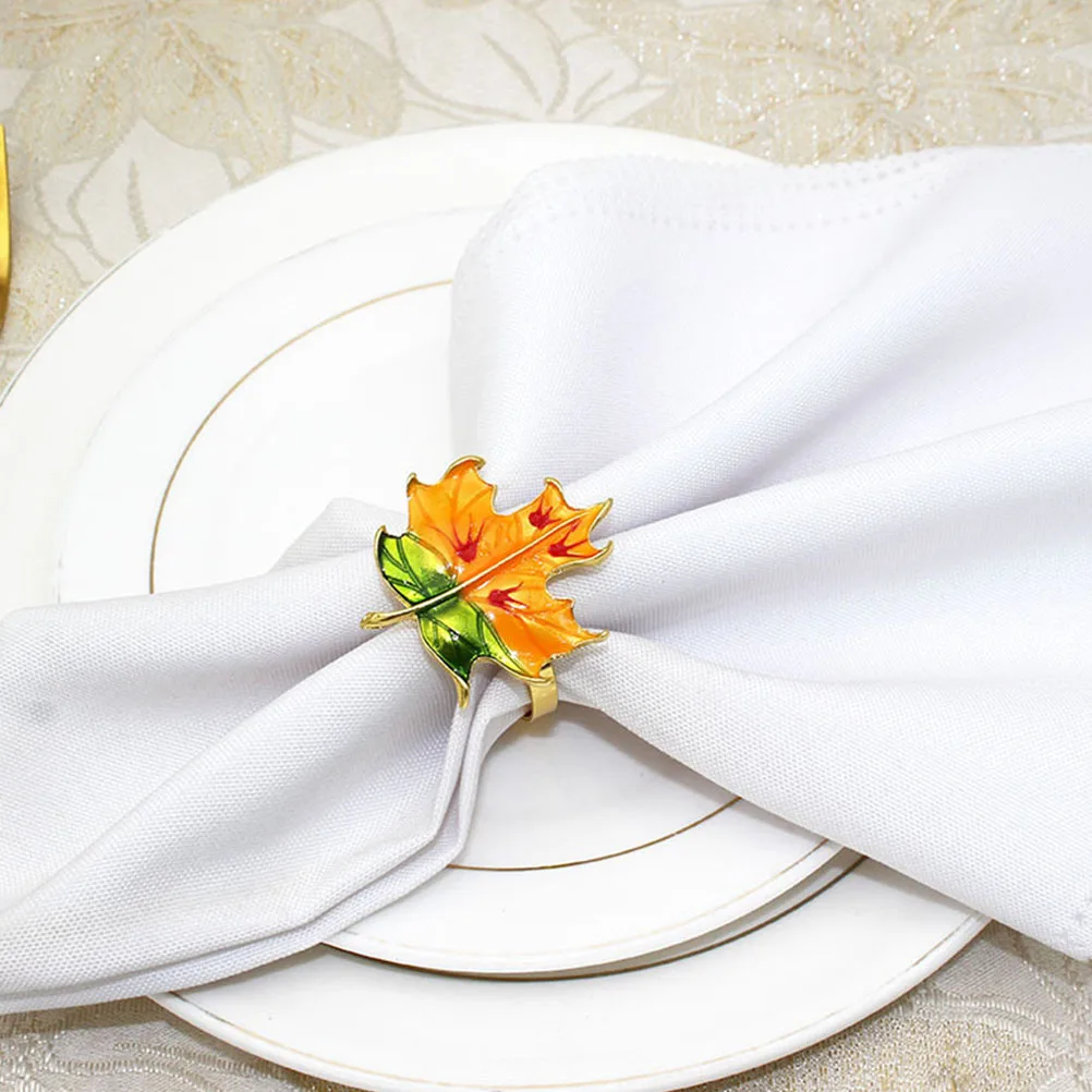 

6Pcs Napkin Rings Alloy Decorative Table Decors for Festival Party Casual Gatherings Thanksgiving Gift Chic Napkin Buckles