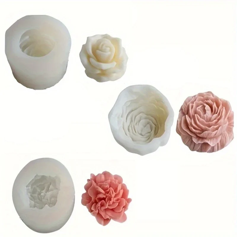 

3D Large Peony Flower Candle Silicone Mold Blooming Rose Flower Resin Molds Mother's Day Gift Wedding Decor Flower Gypsum Mould
