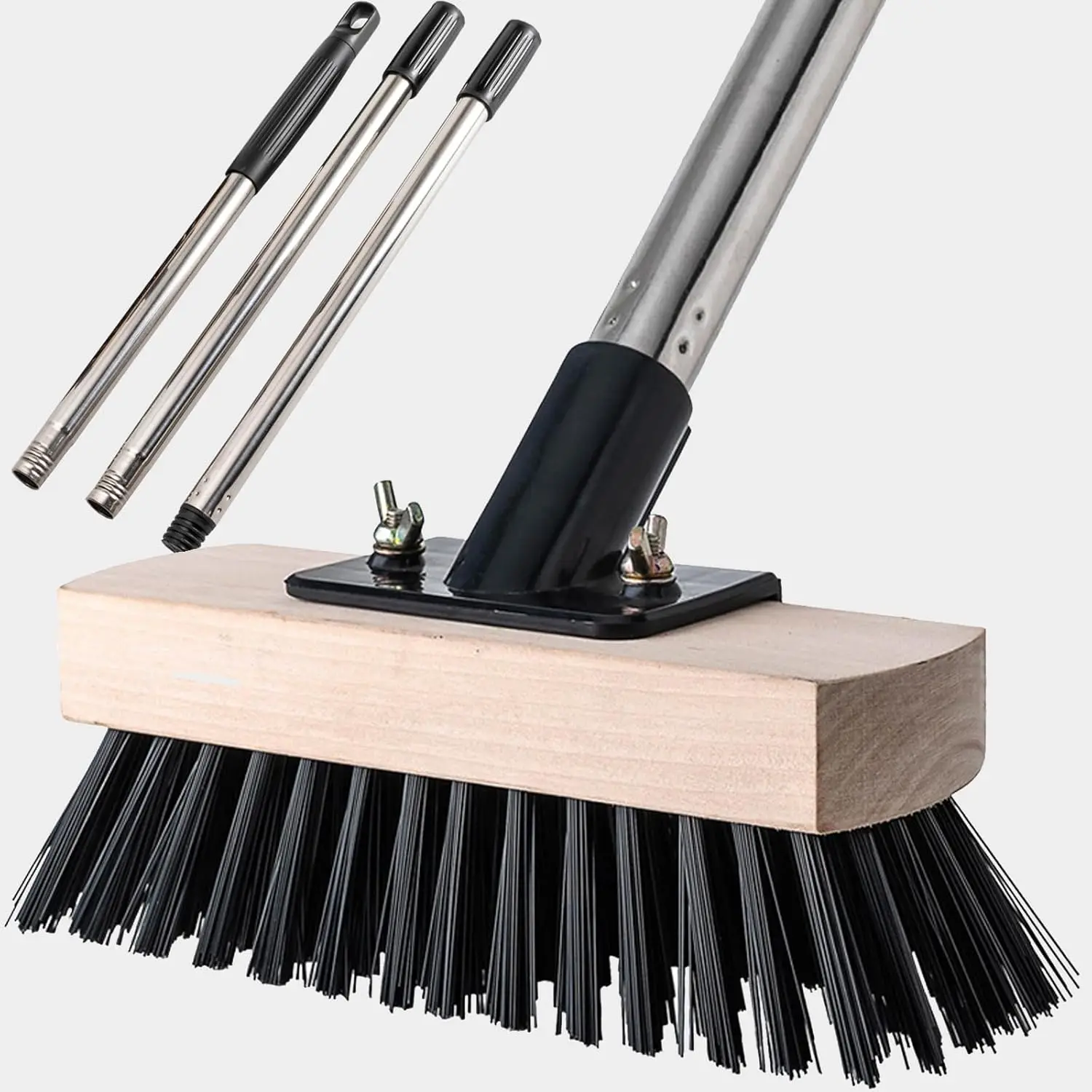 

Heavy Duty Push Broom Stiff Bristle Broom Brush with Solid Wood Broom Head Indoor Outdoor Floor Scrubber Brushes for Bathroom Ba