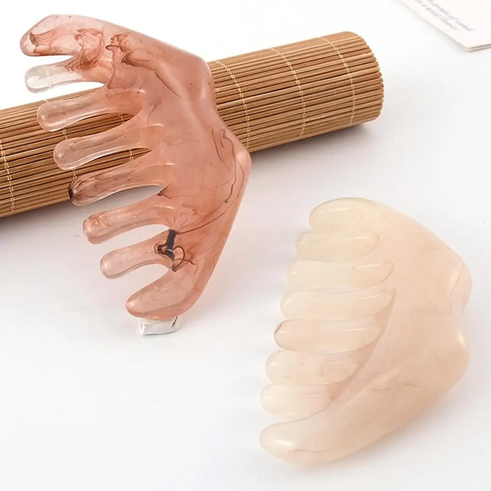 

1pcs Natural Jade Guasha Face Scraper Head Massage Comb Gua Sha Scraping Hair Comb Scalp Care Massager Tool