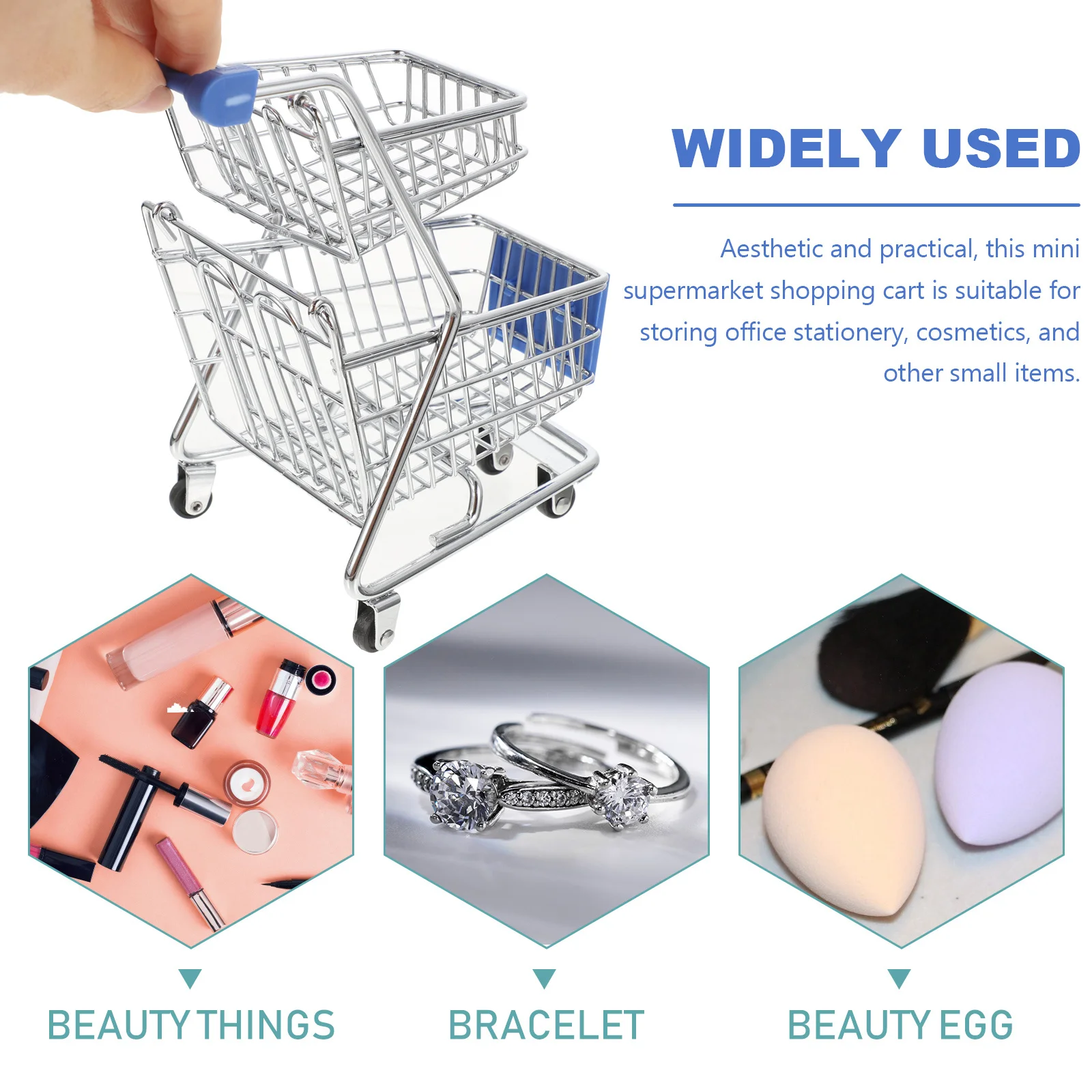 

Mini Shopping Cart Small Desktop Storage Container Suitable for Organizing Snacks Cosmetics Supermarket Handcart
