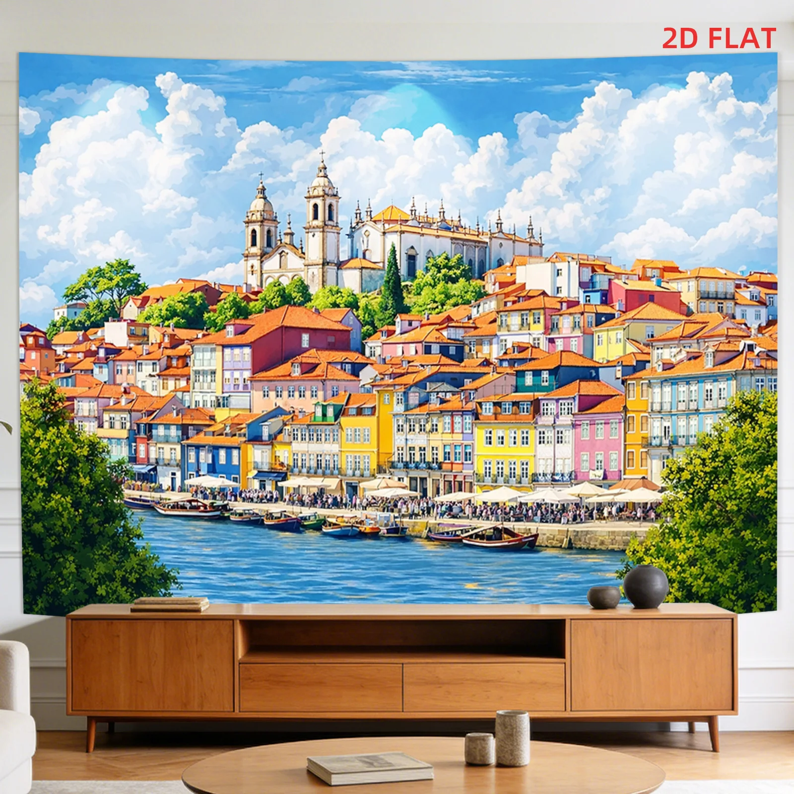 Stunning Large Tapestry Wall Hanging European Cityscape Art Polyester Print Decorative Home Decor Travel Poster Picture Canvas B