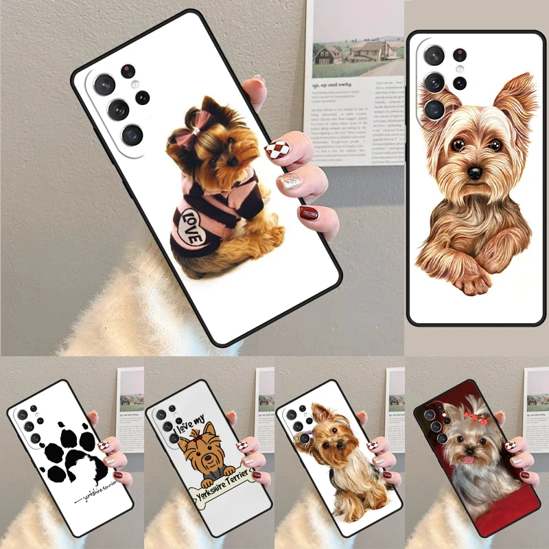 Cover For Samsung Galaxy S24 Ultra S21 S22 S8 S9 S10E Note 10 20 Plus FE S23 Yorkshire Terrier Dog Paw Print Phone case Coque