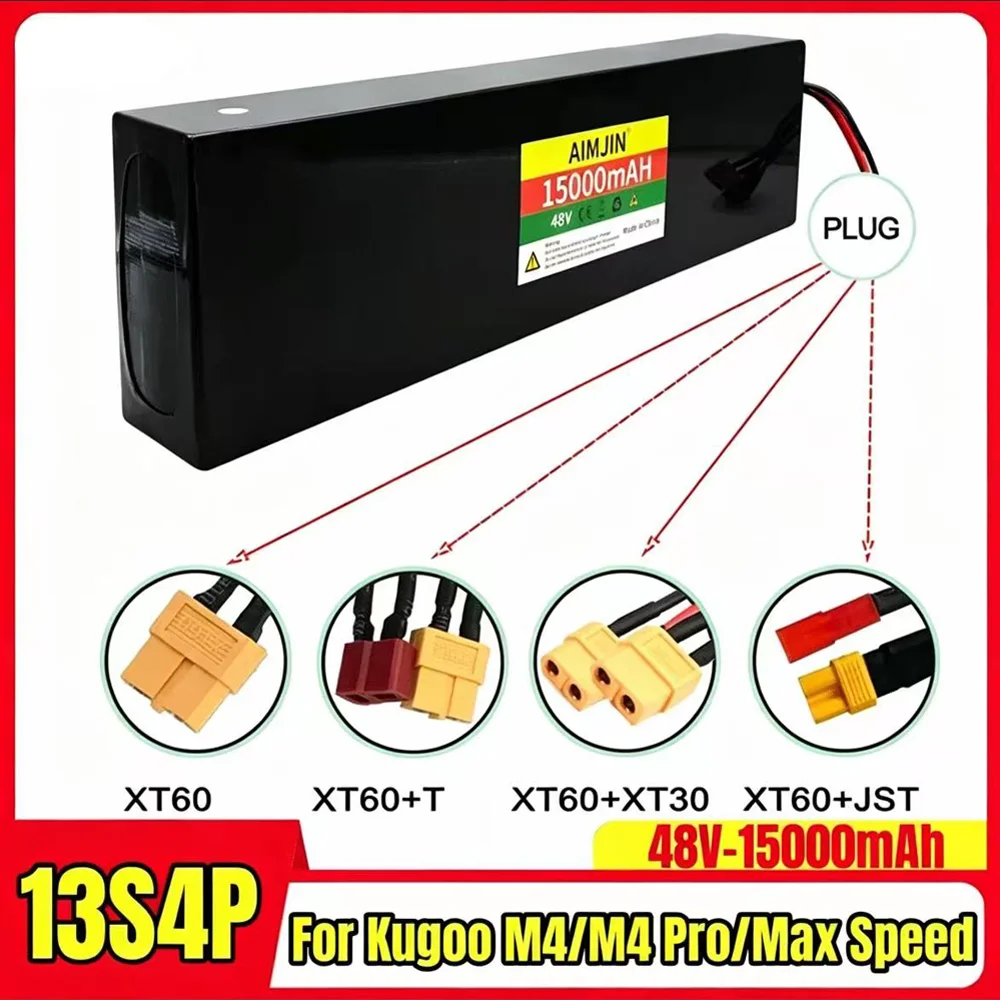 Lithium-ion 48V 15Ah 1000W battery pack 13S4P built-in BMS suitable for Citycoco/iScooter iX4/Kaabo Mantis 8/10 electric scooter