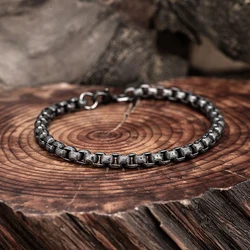 Men Vintage Punk Hip Hop lobster clasps Bracelet Boy Trendy Personality Coarse Stainless Steel Cast Wristband For Boyfriend Gift