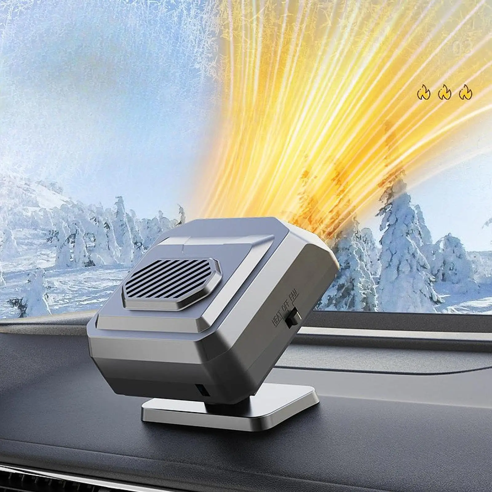 سخان السيارة سخان الزجاج الأمامي للسيارات الزجاج الأمامي ديميستر 360 °   مروحة تسخين قابلة للدوران لمقطورة SUV Truck RV لجميع السيارات