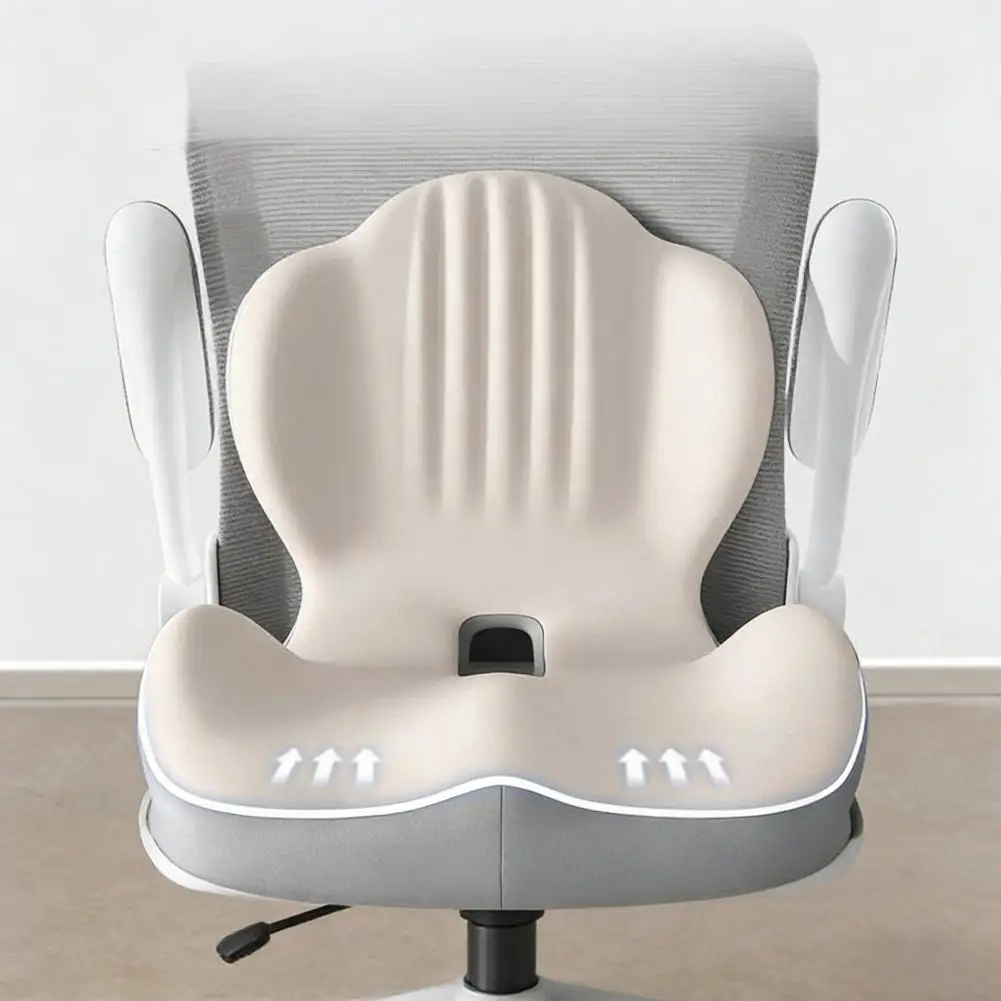 Ergonomic Seat Cushion Memory Foam with L-Shaped Design Hollow Air Circulation Lumbar Support Non-Slip Office Chair Cushion 90%