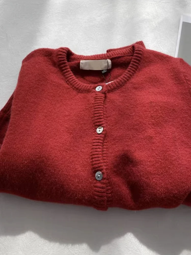 

Women's Woolen Knitted Short Cardigan Coat Autumn Winter Slimming Base Shirt Sweater Handbag Store Fashionable Straight Cut