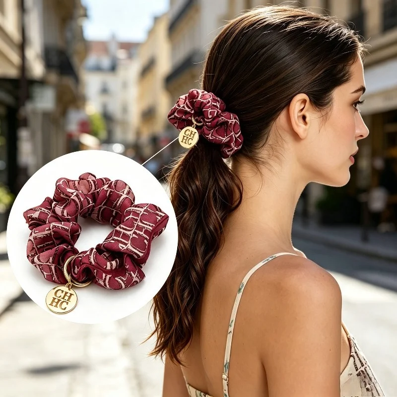 CHHC Women Fashion Letter Print Hair Scrunchies High Elastic Simple Temperament Rope Band Hair Tie Accessories
