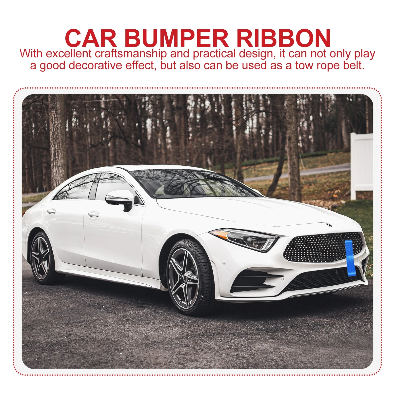 

2pcs Tow Bumper Ribbon Iron Nylon Decorative Strip Trailer Belt Car Decoration Durable Stylish Practical Auto Accessory