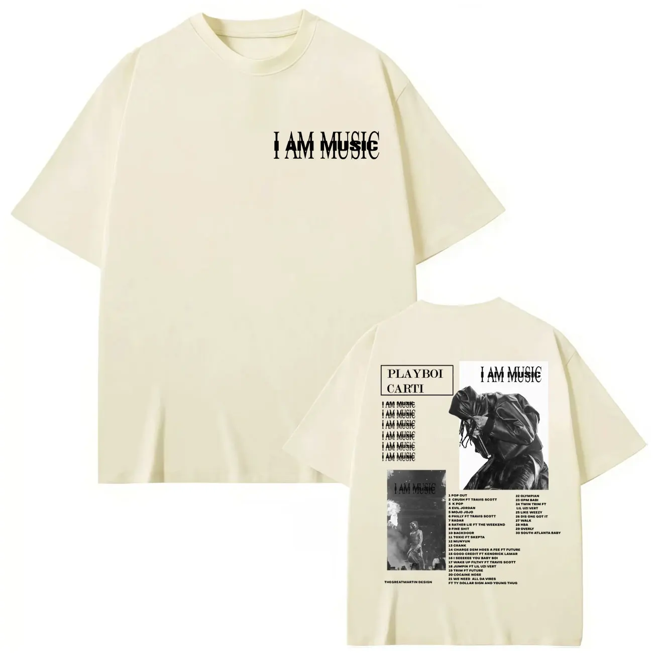 래퍼 플레이보이 카르티 I Am Music 그래픽 티셔츠 하라주쿠 힙합 반팔 티셔츠 남성 여성 패션 빈티지 티셔츠